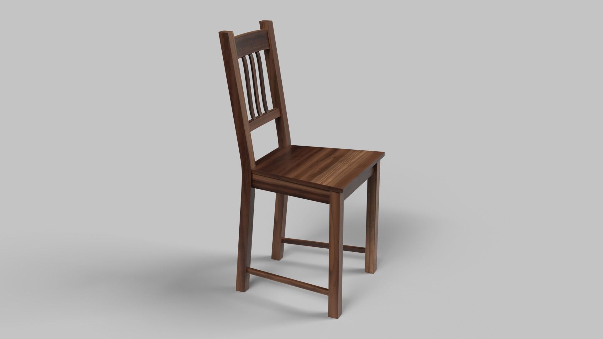 Simple wooden chair 3D model_4