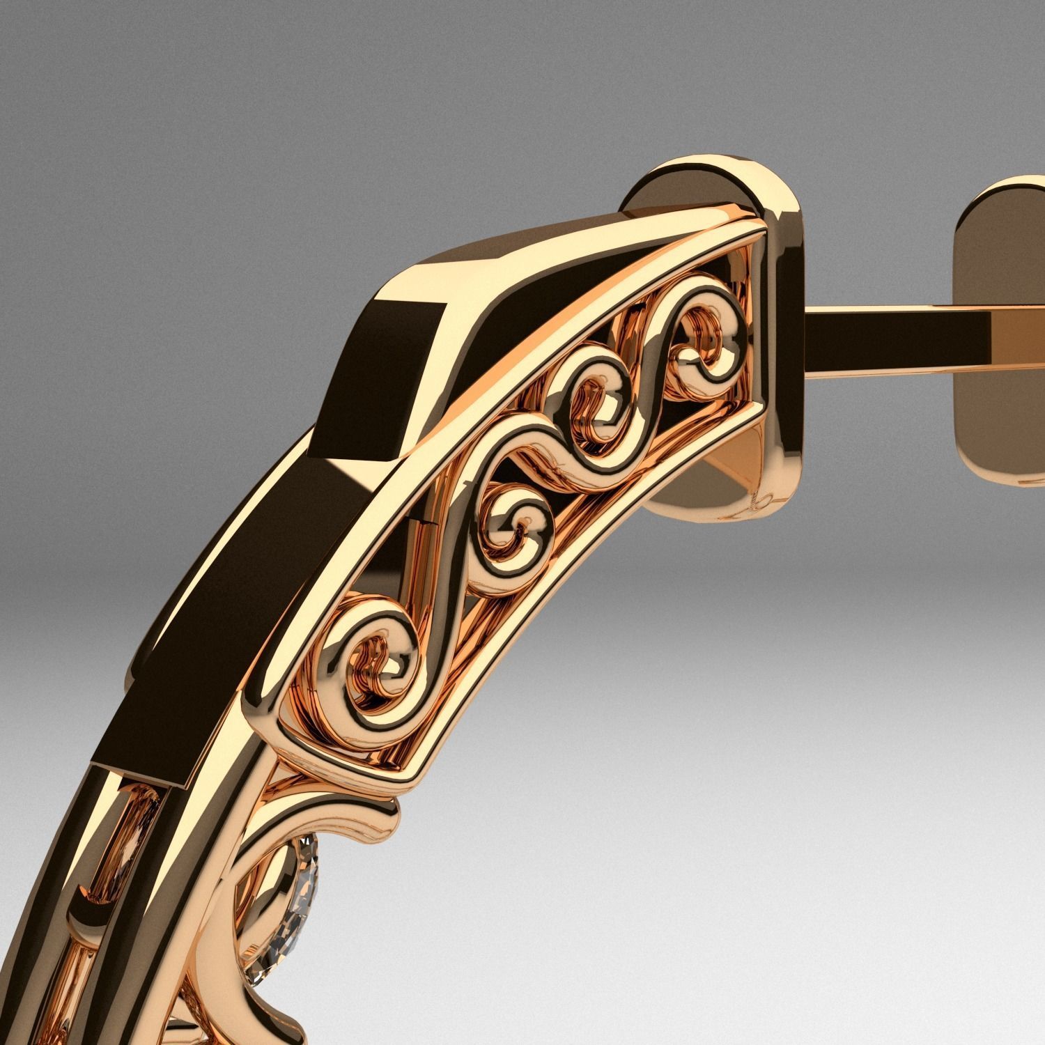 Diamond hoop earrings round rings printable luxury  3D print model_2