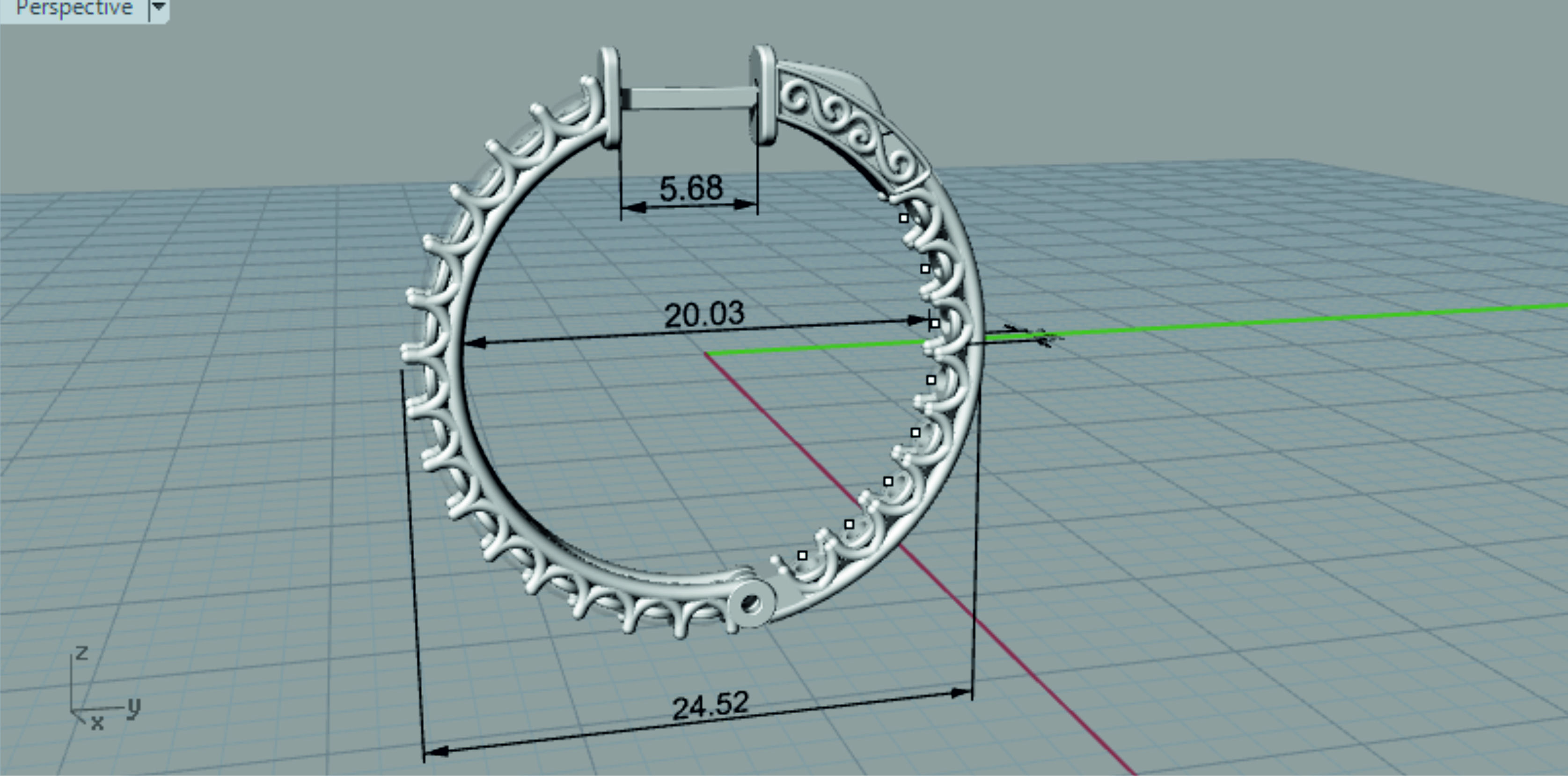 Diamond hoop earrings round rings printable luxury  3D print model_8