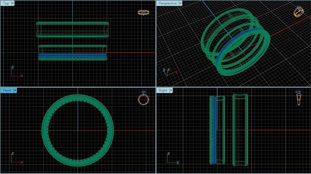 Diamond full line wedding ring 3D print model_1