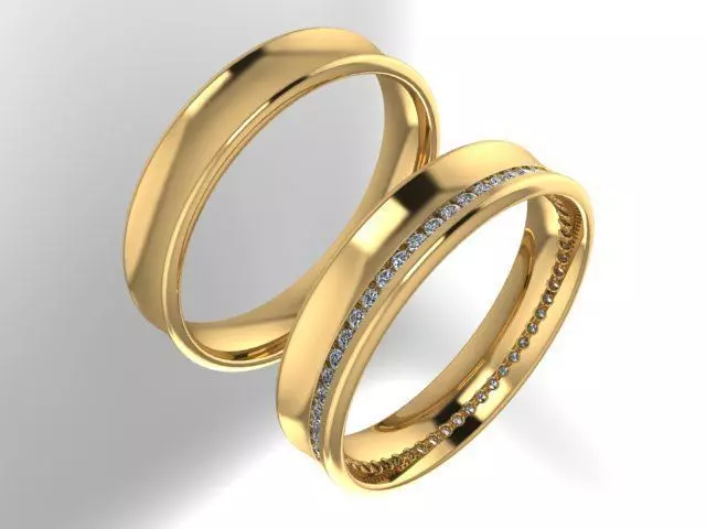 Diamond full line wedding ring 3D print model_0