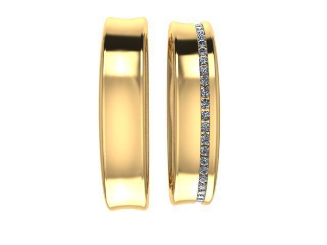 Diamond full line wedding ring 3D print model_4