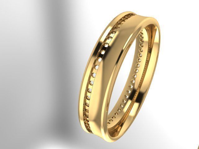 Diamond full line wedding ring 3D print model_5