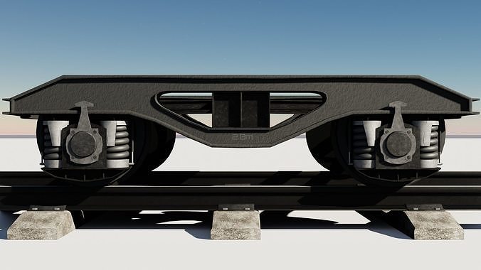 Train wheels and rail complete of textures and materials  Low-poly 3D model