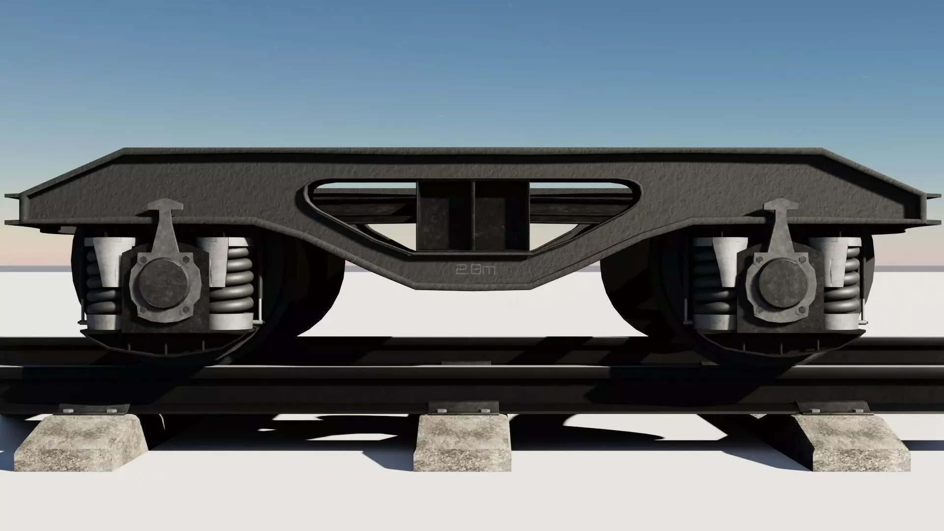 Train wheels and rail complete of textures and materials Low-poly 3D model