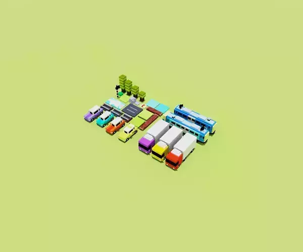Crossy Road Game Voxel Assets 3D model