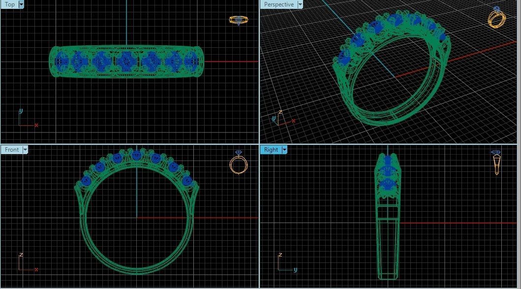 7 Diamond gold ring 3D print model_1