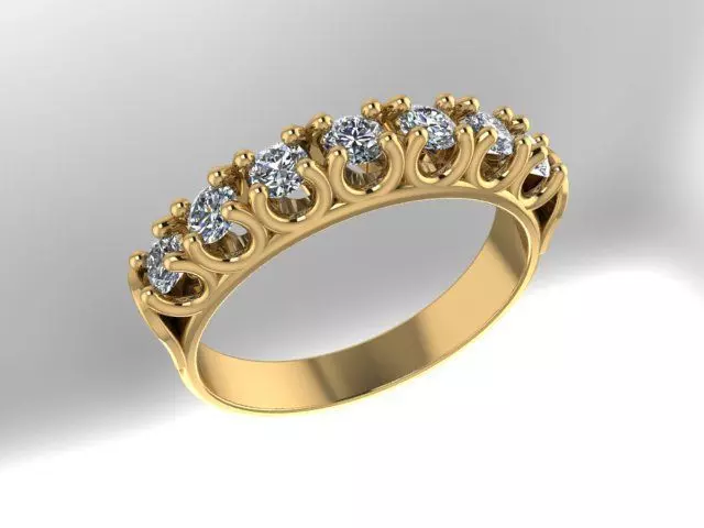 7 Diamond gold ring 3D print model_0