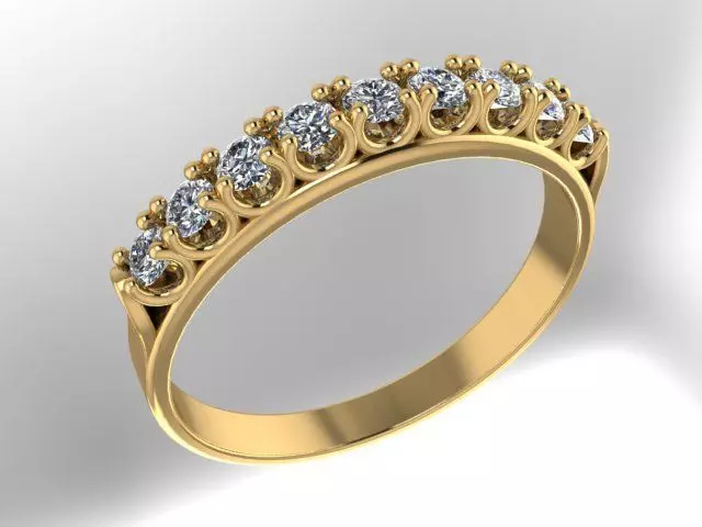 9 Diamond gold ring 3D print model_0