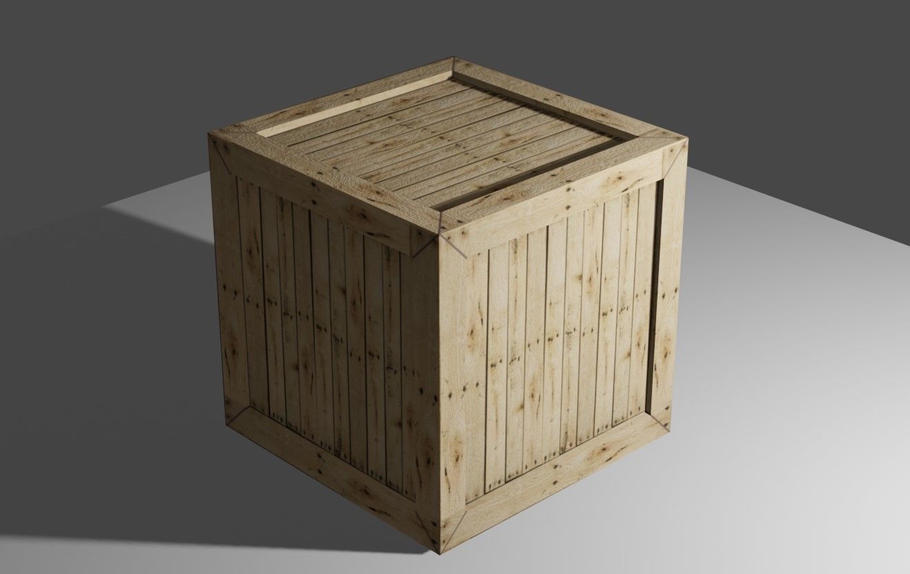 Wood Box - Caixa de Madeira Low-poly 3D model_1