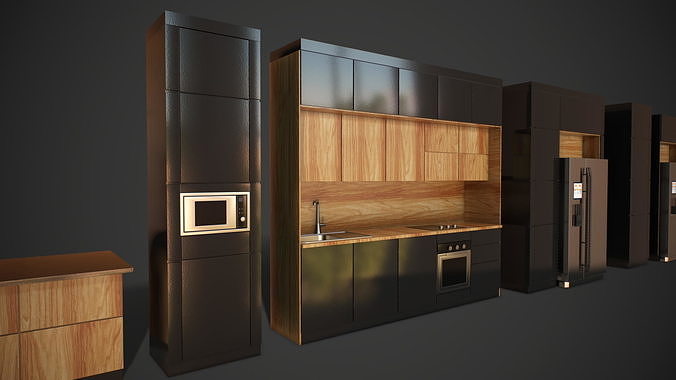Kitchen Modern Contemporary PBR Low-poly 3D model 7
