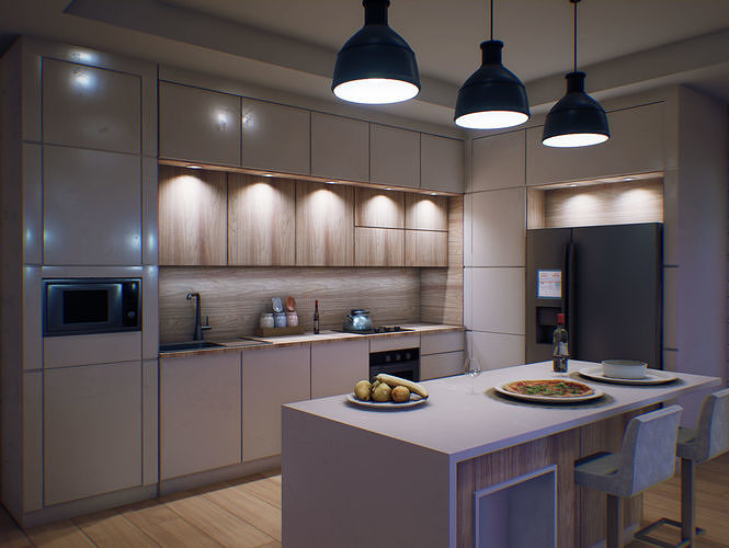 Kitchen Modern Contemporary PBR Low-poly 3D model 5