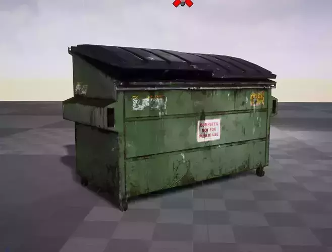 3D Dumpster Game Ready garbage can