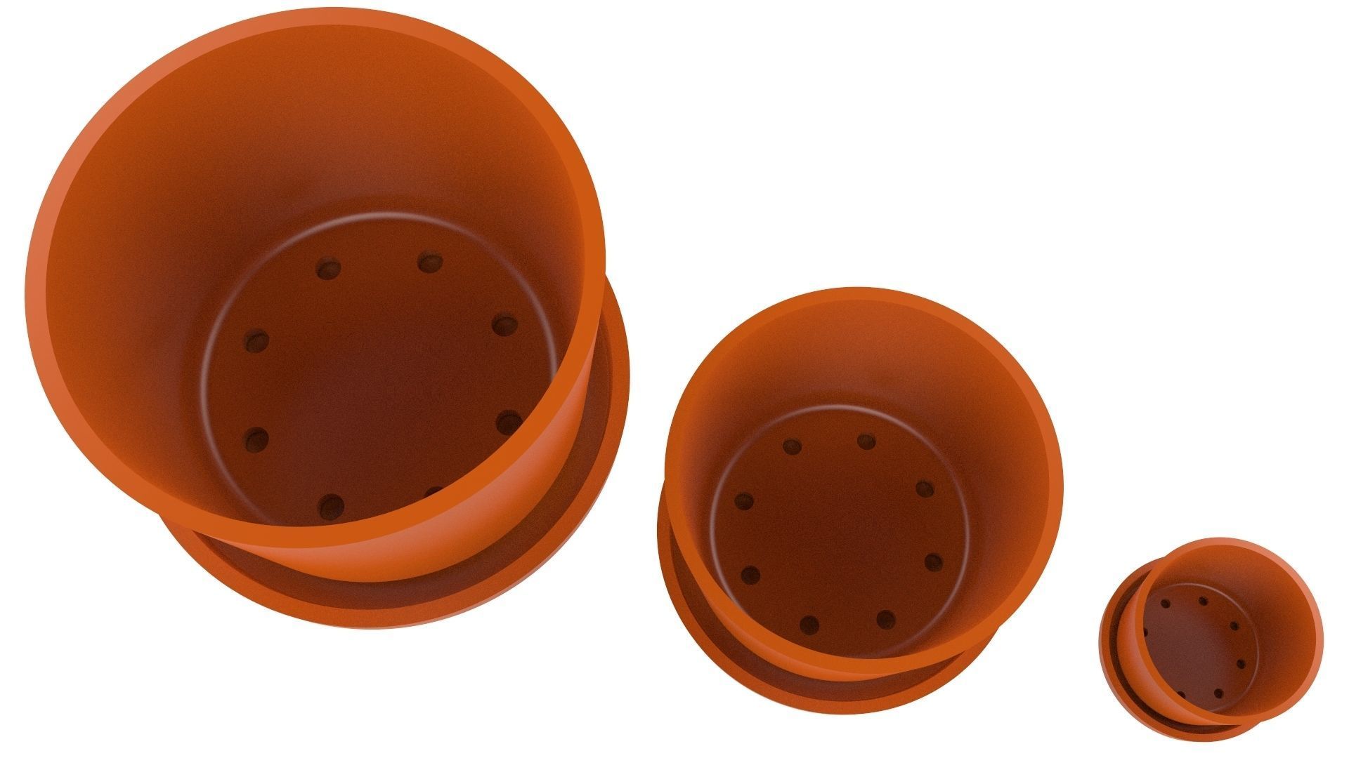 Vase With Plate for Plant 01 with 3 Different Sizes 3D print model_9