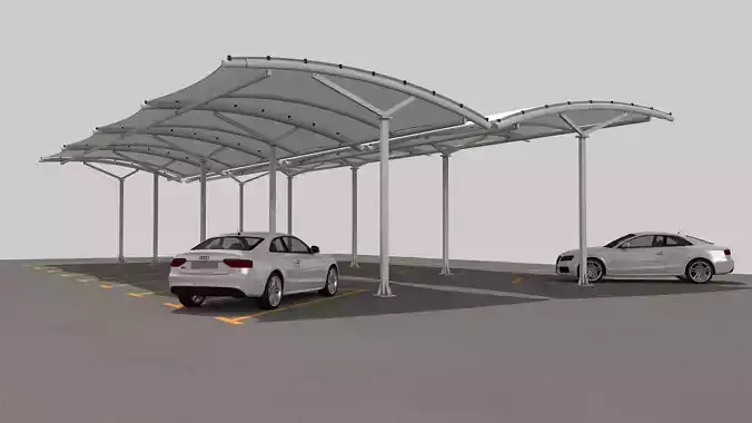 Open Car Parking  Tent 3D model