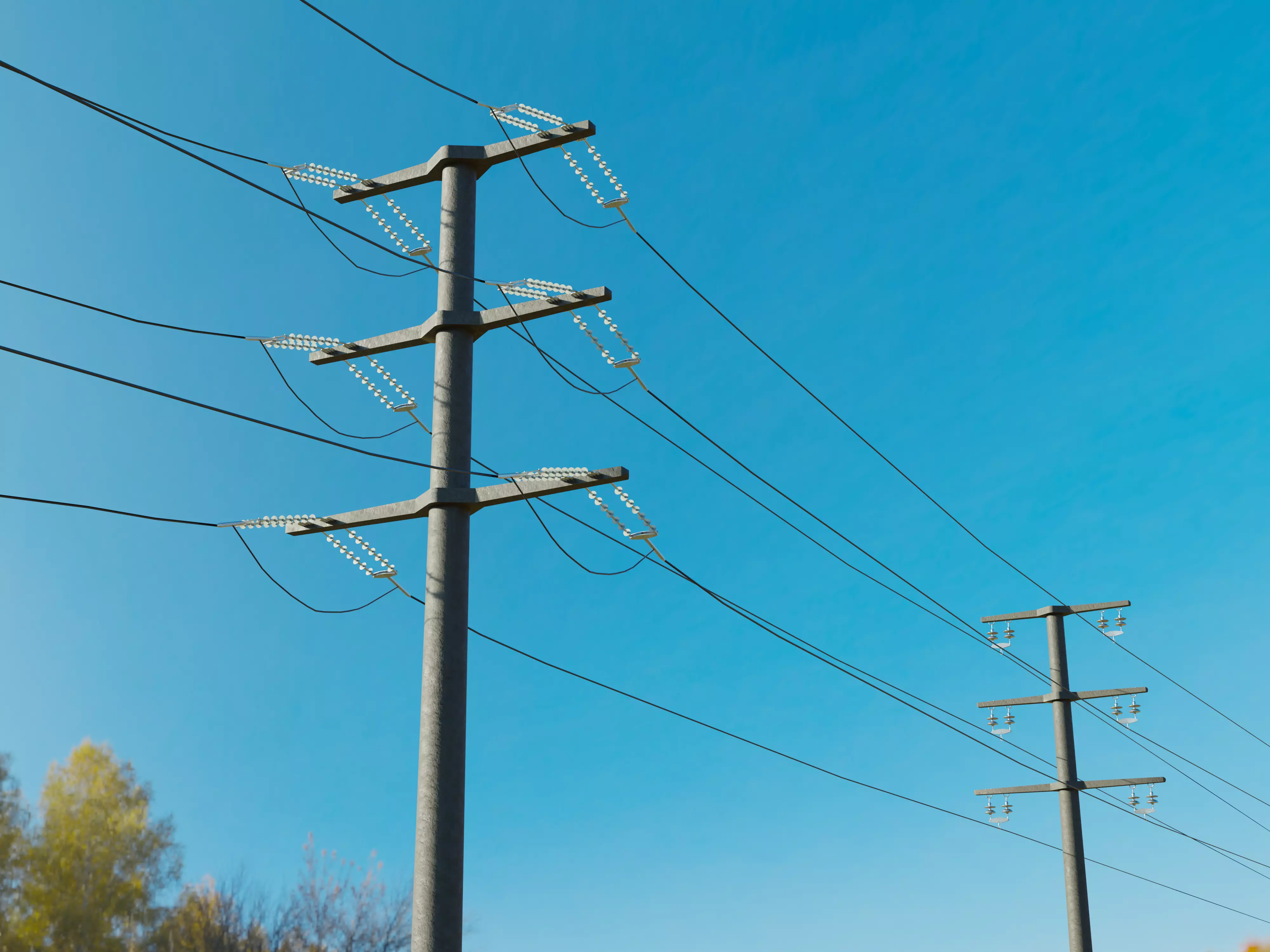 German Countryside Electricity Pylon Low-poly 3D model_0