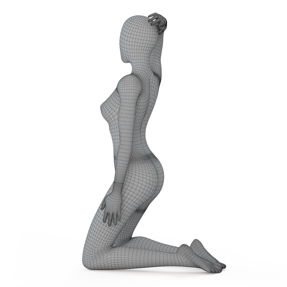 Female black mannequin in knee pose 52 3D model_6