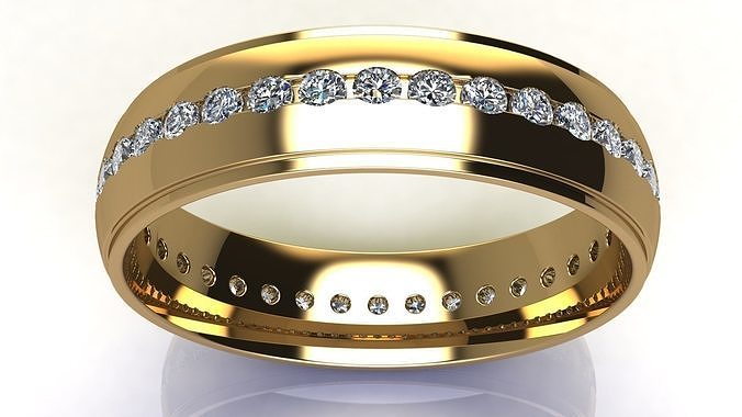 Full Diamond Volupia Wedding Band Low-poly 3D print model