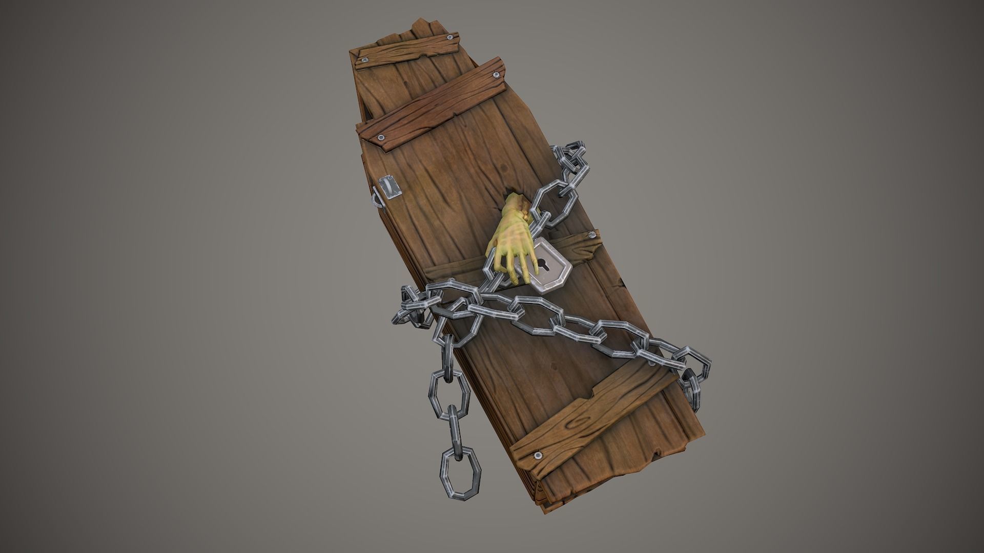 Stylized PBR Coffin Low-poly 3D model_4