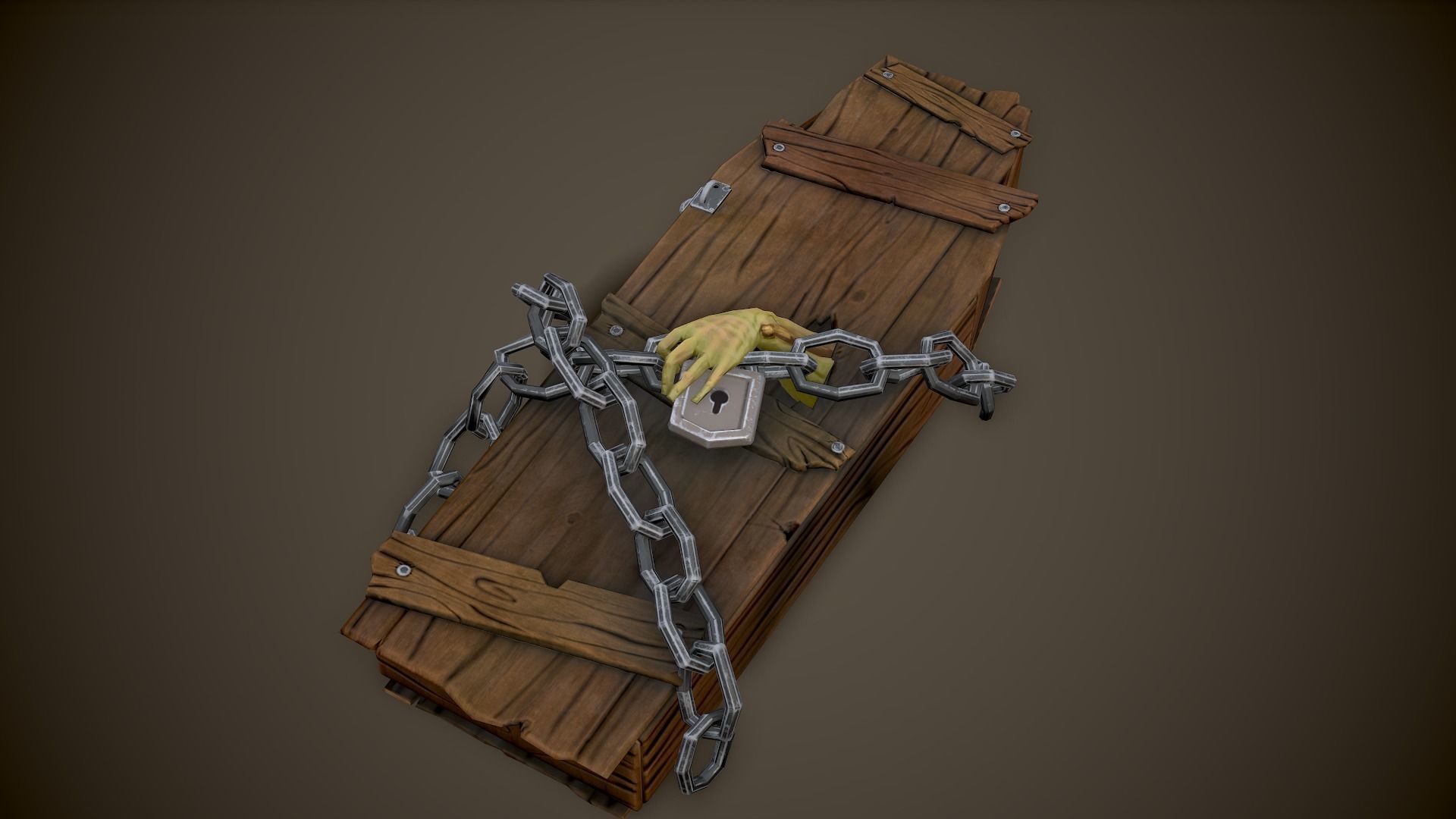 Stylized PBR Coffin Low-poly 3D model_2
