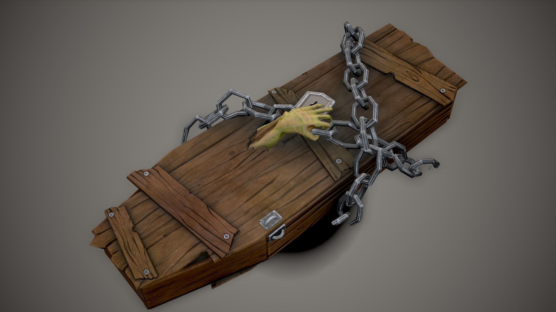Stylized PBR Coffin Low-poly 3D model_3