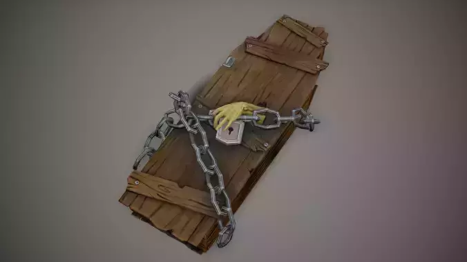 Stylized PBR Coffin Low-poly 3D model