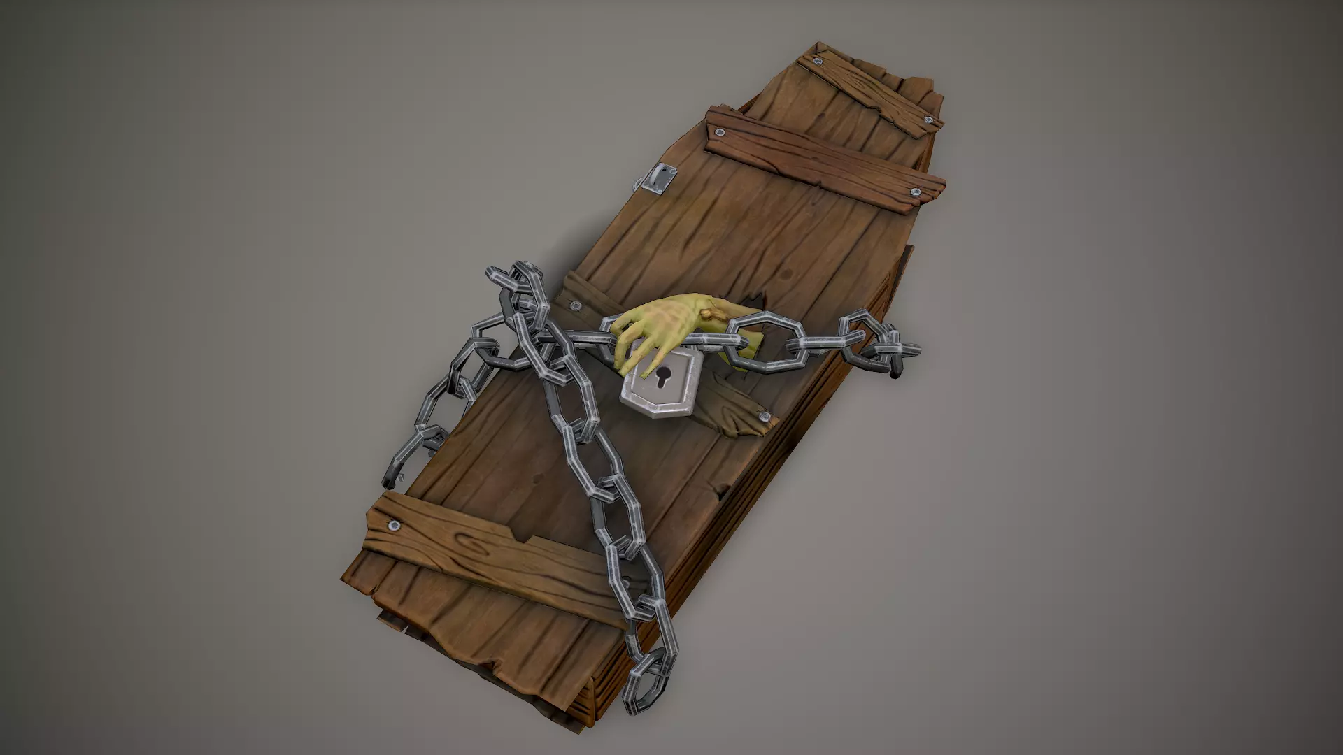 Stylized PBR Coffin Low-poly 3D model_0