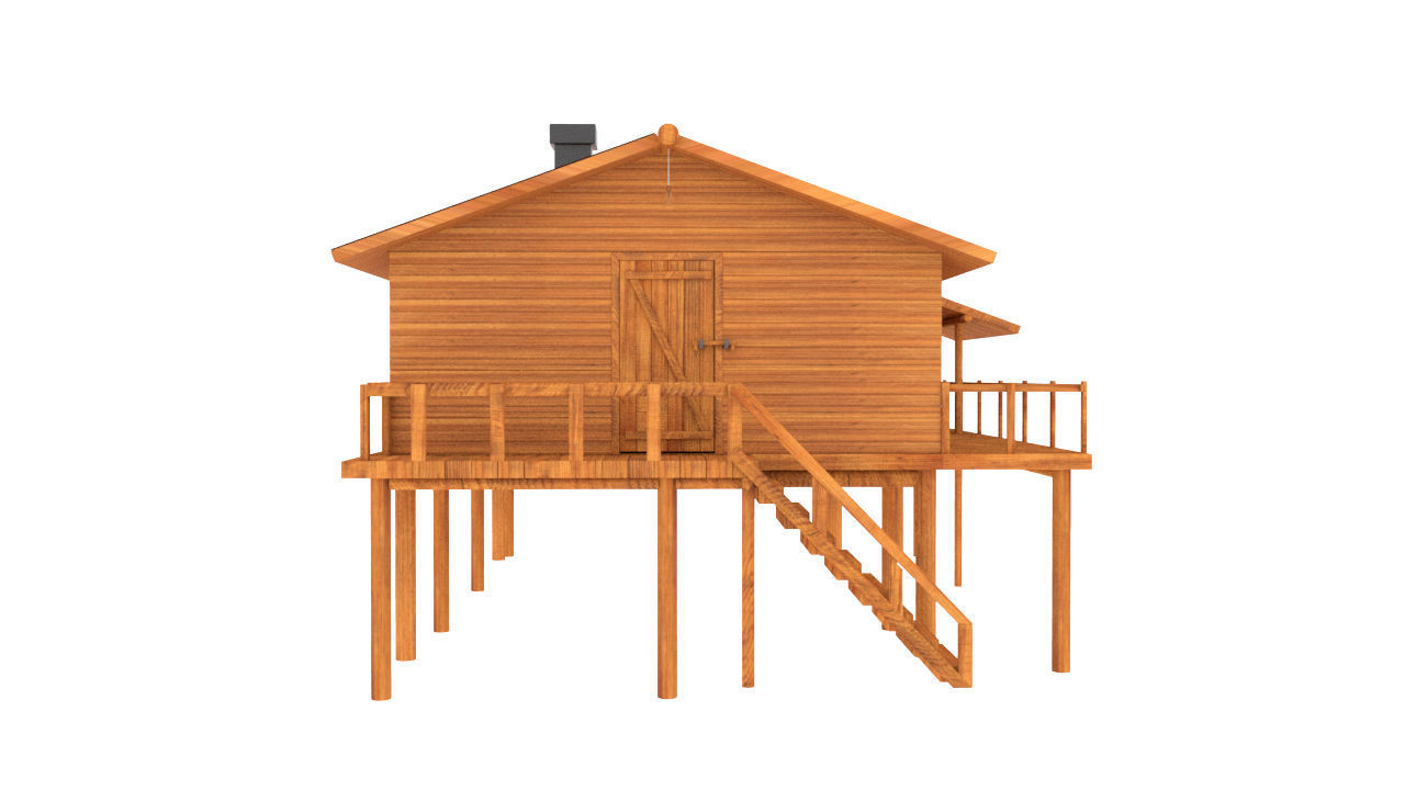 wooden house 3D model_1
