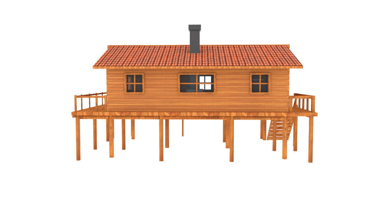 wooden house 3D model_4
