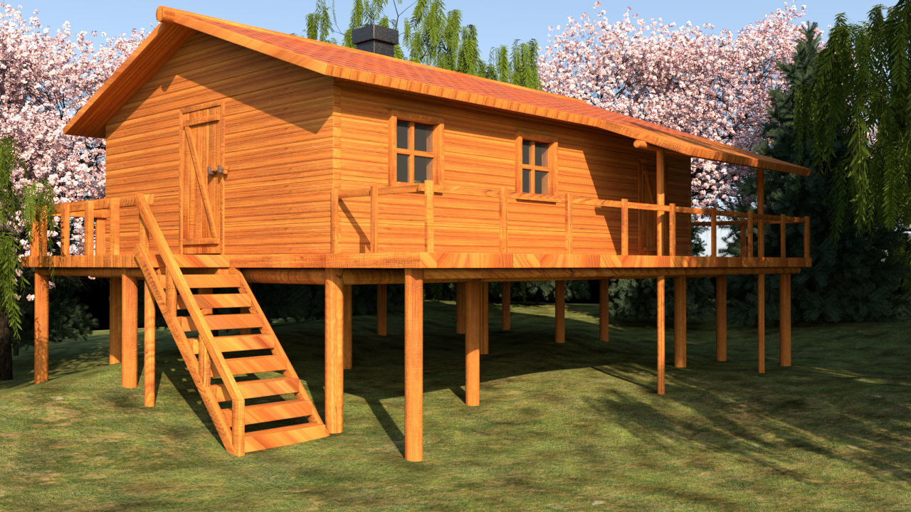 wooden house 3D model_10