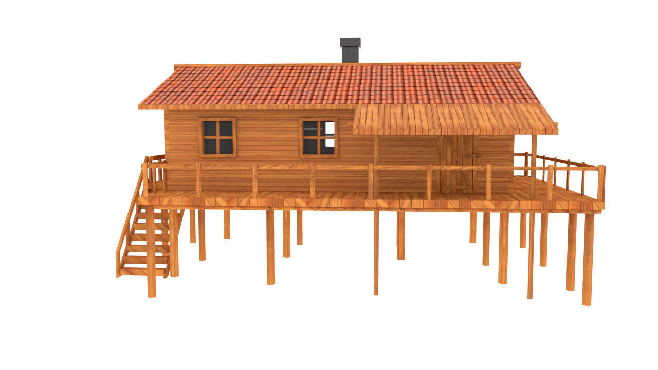 wooden house 3D model_5