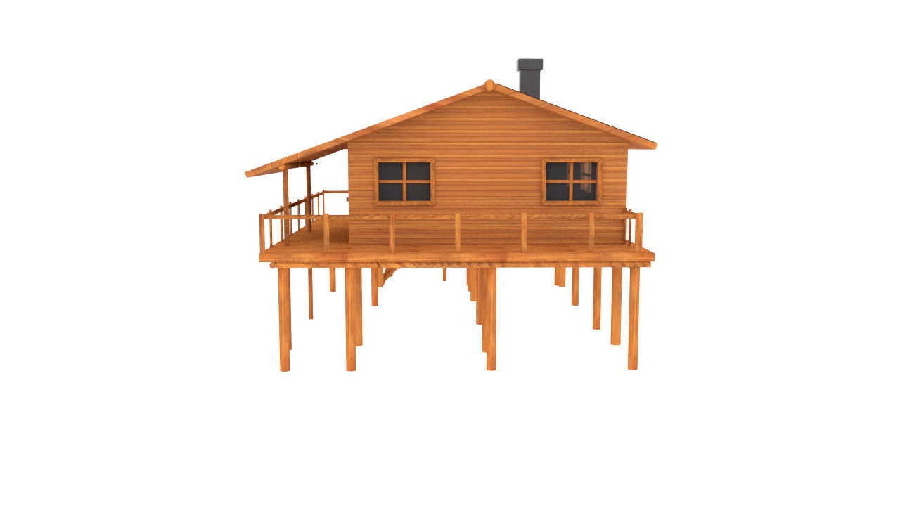 wooden house 3D model_2