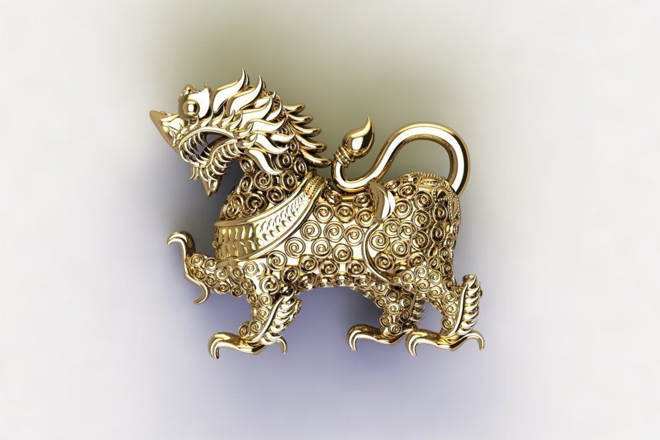 Lions Pendant Cambodia  3D model_5