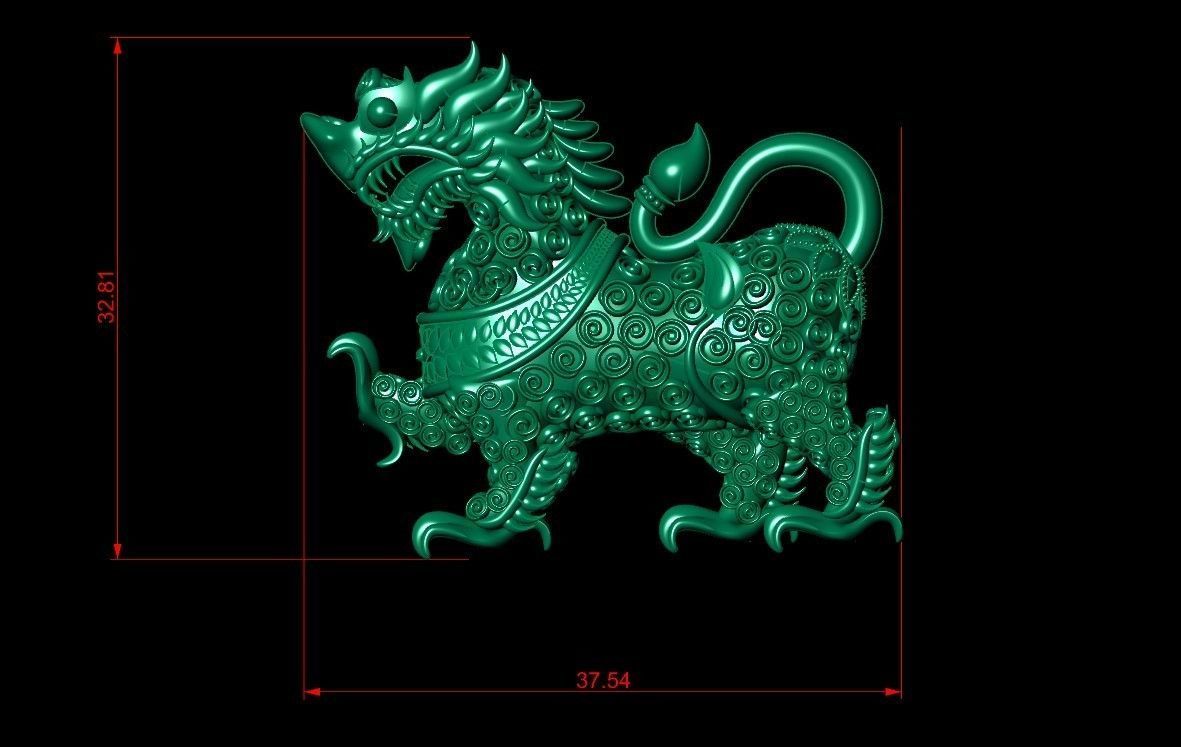 Lions Pendant Cambodia  3D model_2