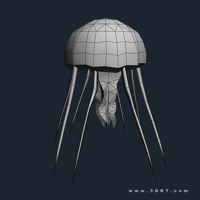 3DRT - Sealife - Jelly FIsh Low-poly 3D model_2