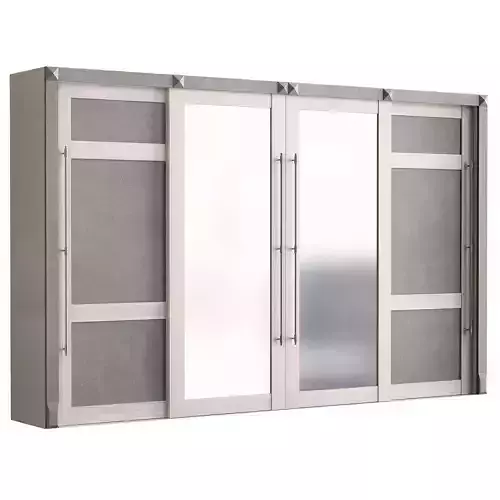 Wardrobe 3d model sliding door with mirrors