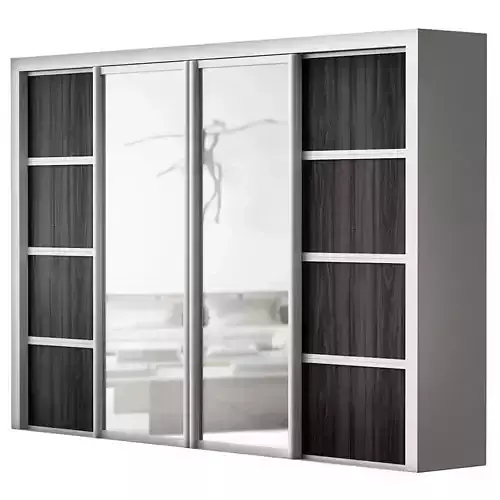 Wardrobe 3d model sliding with mirror doors