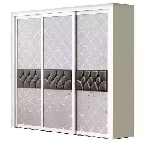 Wardrobe 3d model sliding with glass doors