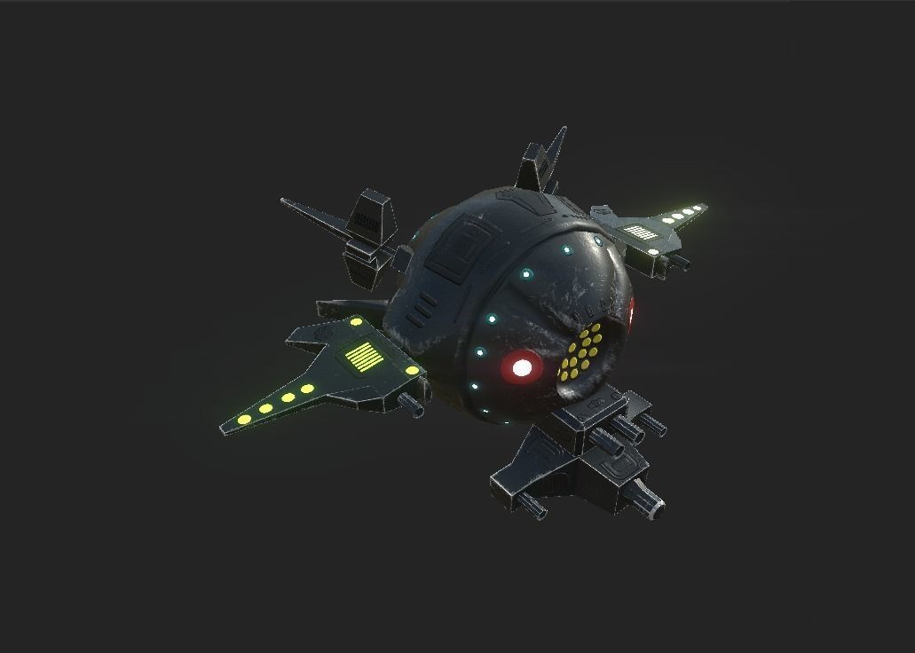 Sci-Fi Military Drone - PBR Low-poly 3D model_13