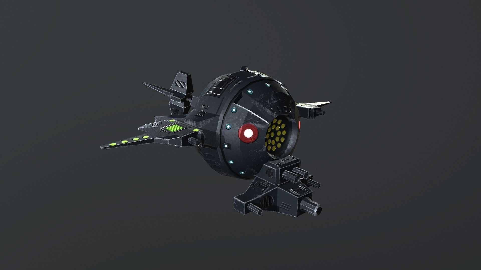 Sci-Fi Military Drone - PBR Low-poly 3D model_2