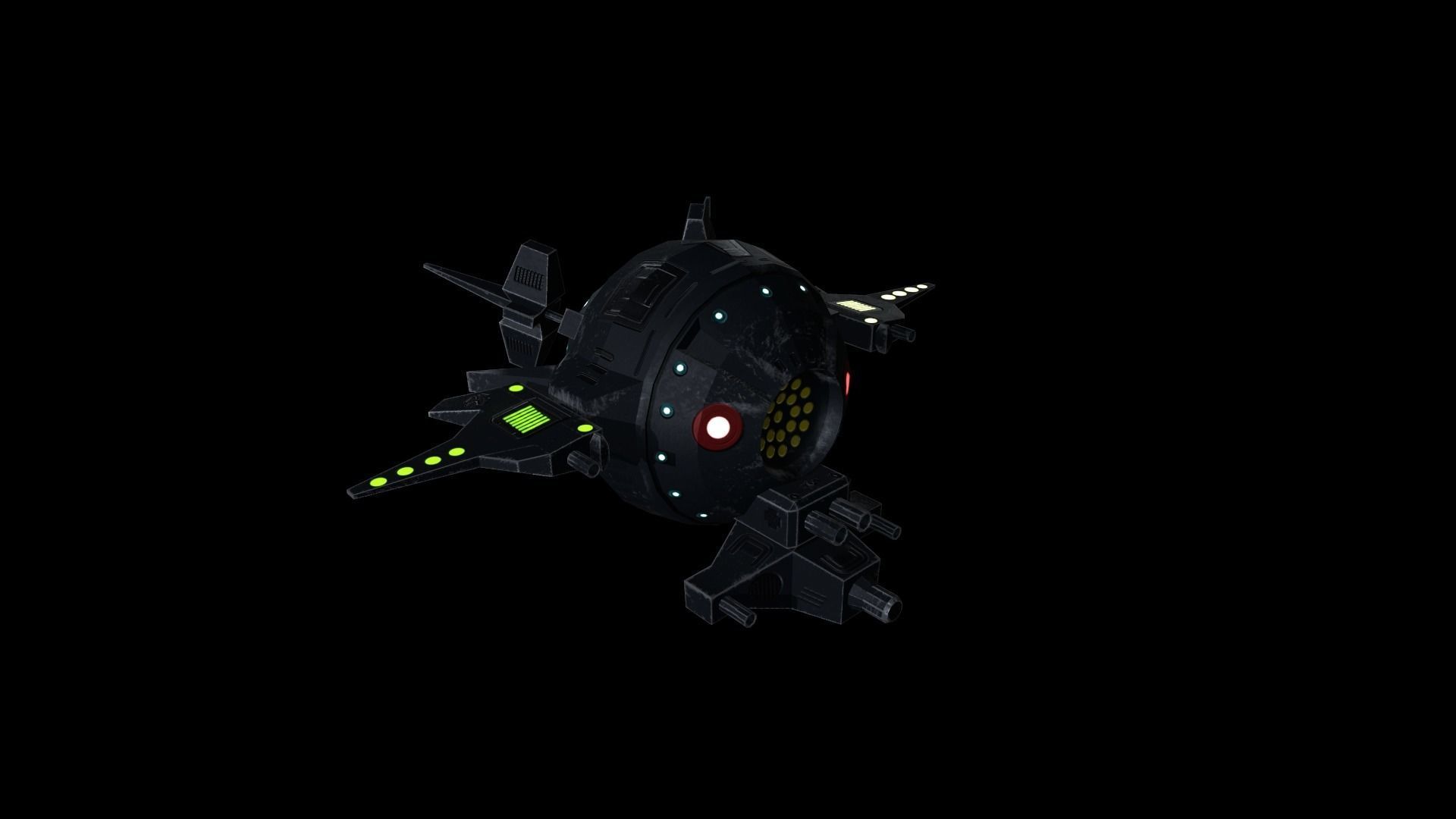 Sci-Fi Military Drone - PBR Low-poly 3D model_8