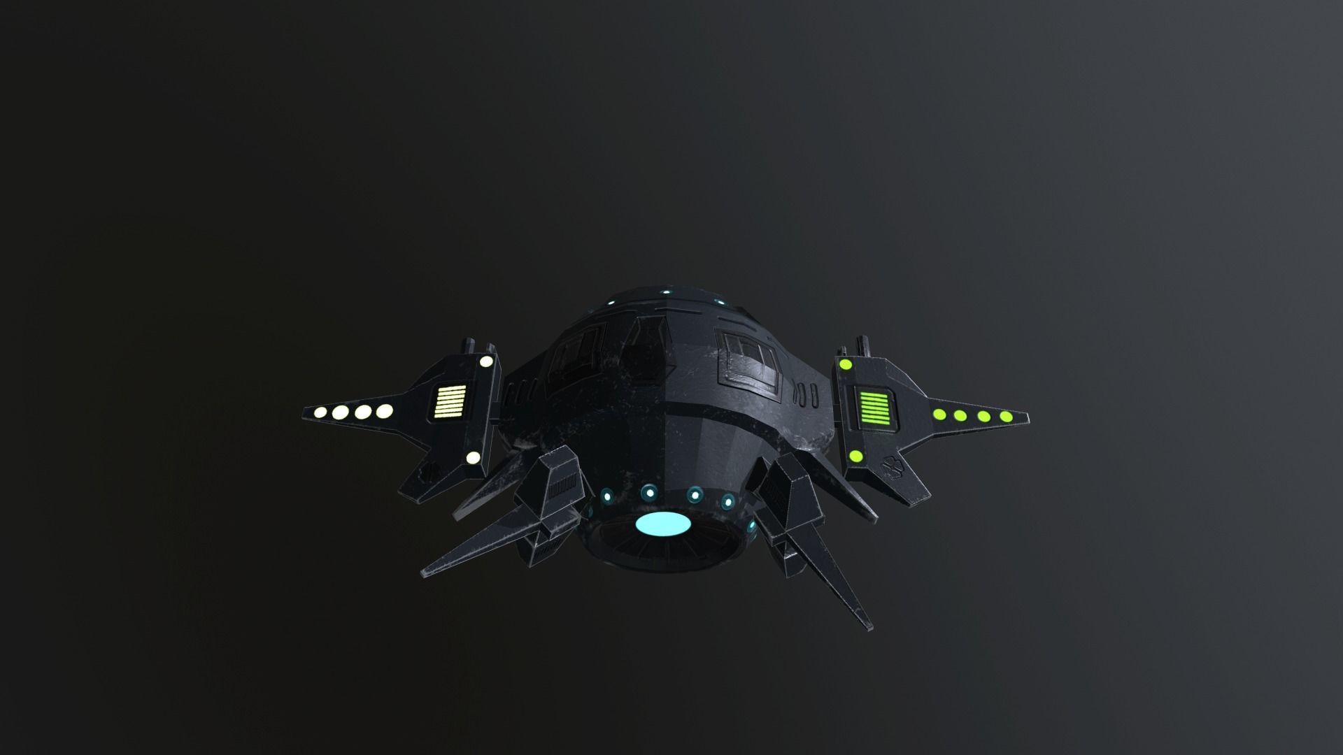 Sci-Fi Military Drone - PBR Low-poly 3D model_5