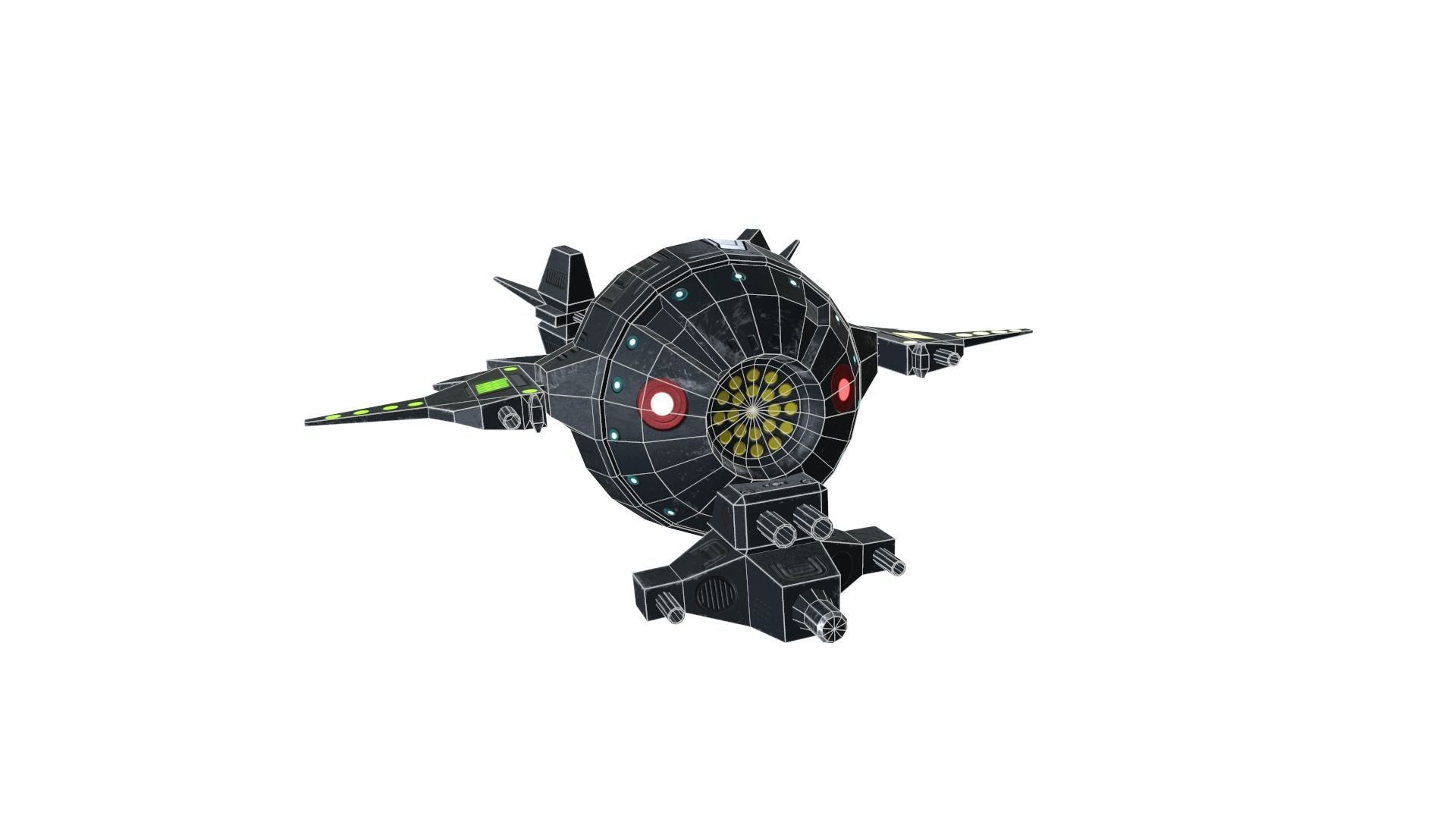 Sci-Fi Military Drone - PBR Low-poly 3D model_10