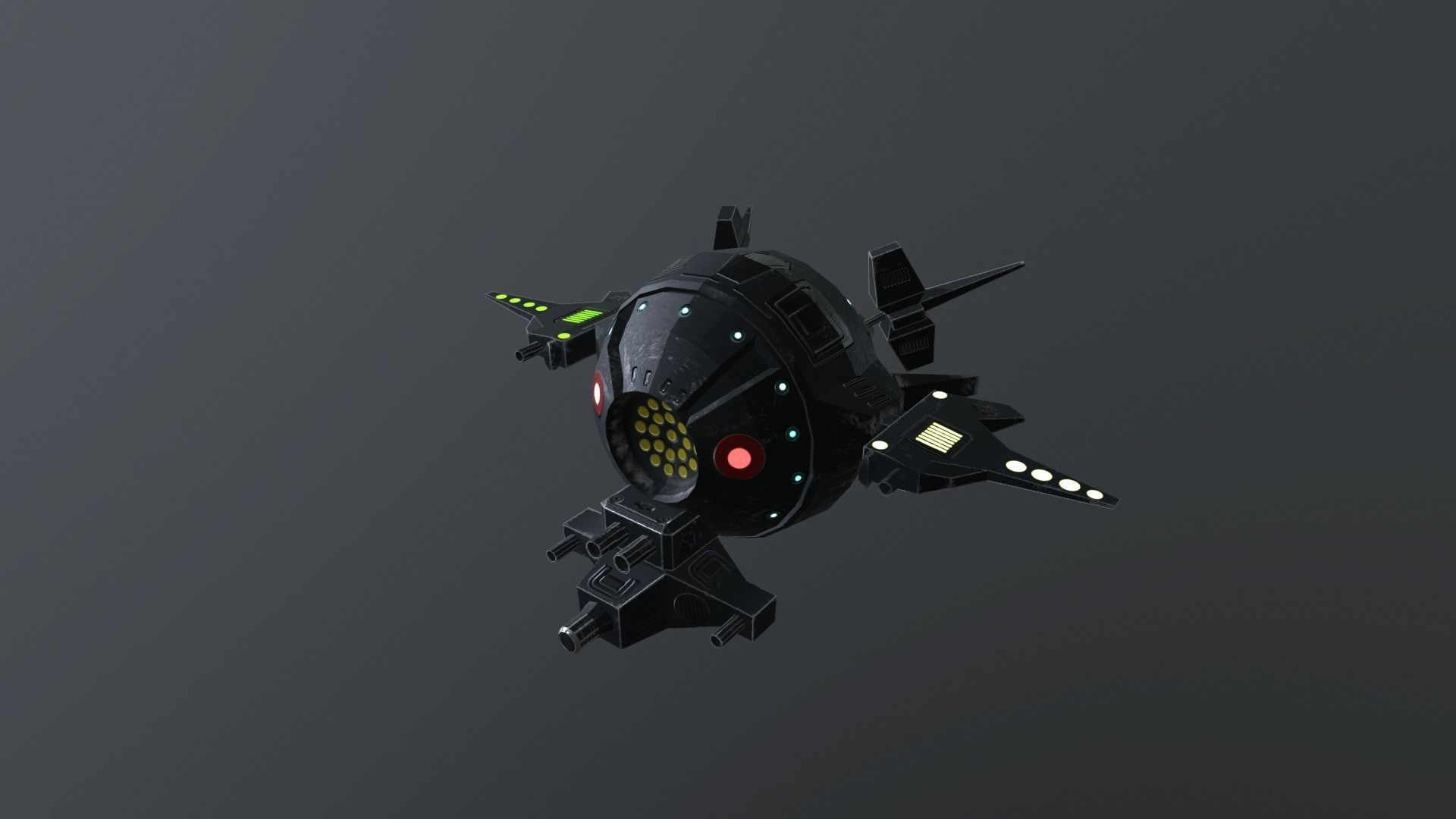 Sci-Fi Military Drone - PBR Low-poly 3D model_3