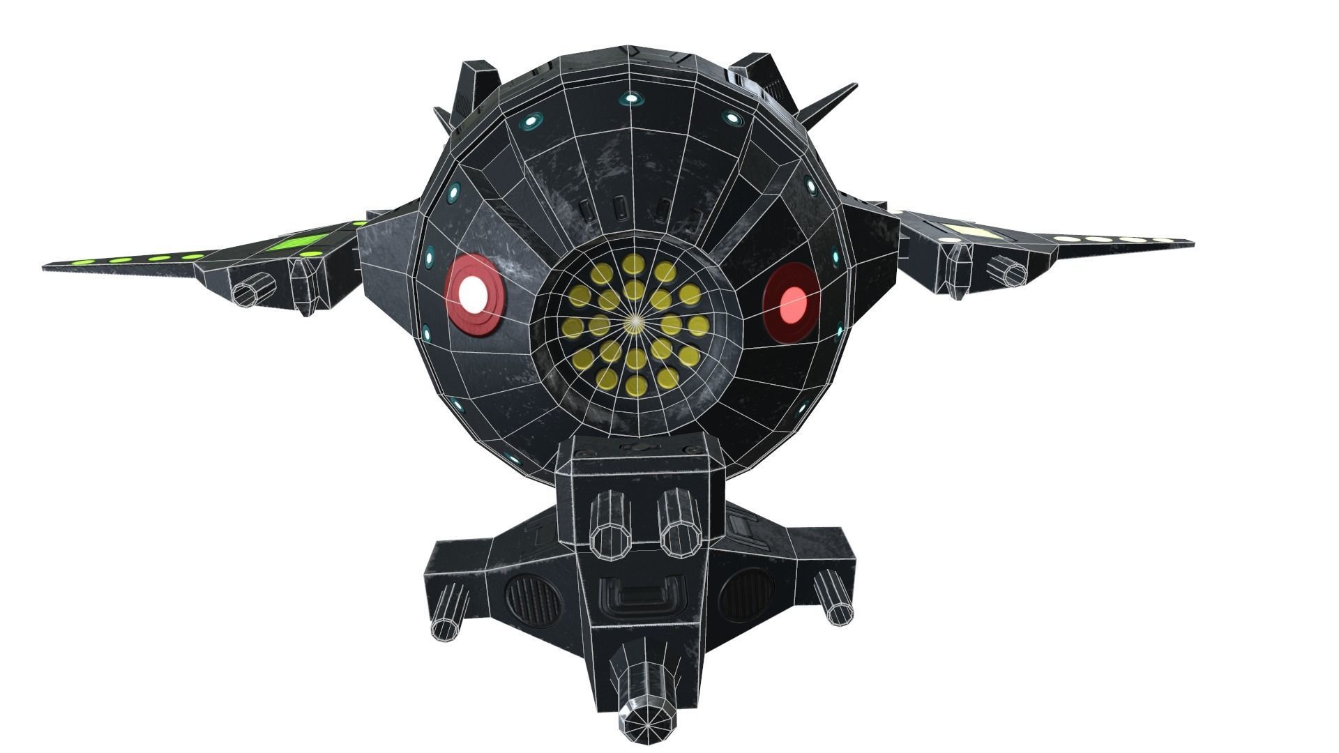 Sci-Fi Military Drone - PBR Low-poly 3D model_12
