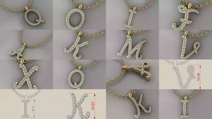GC GOLD -Diamond GOLD  ALPHABET NECKLACE