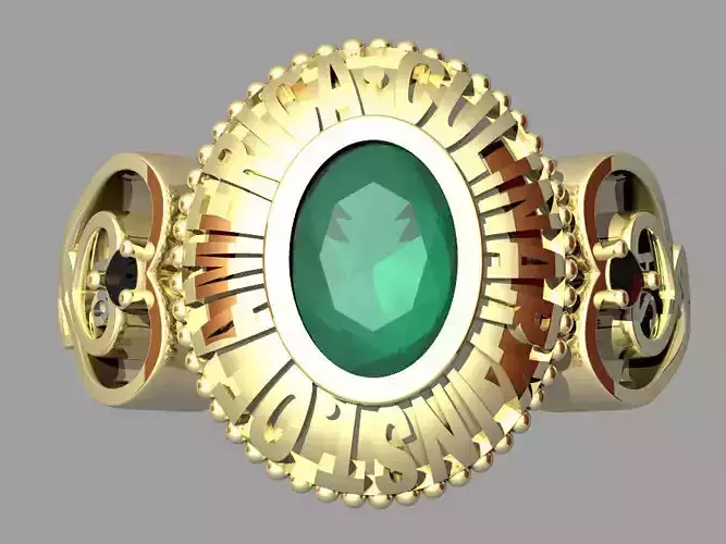 Emerald ring with letters