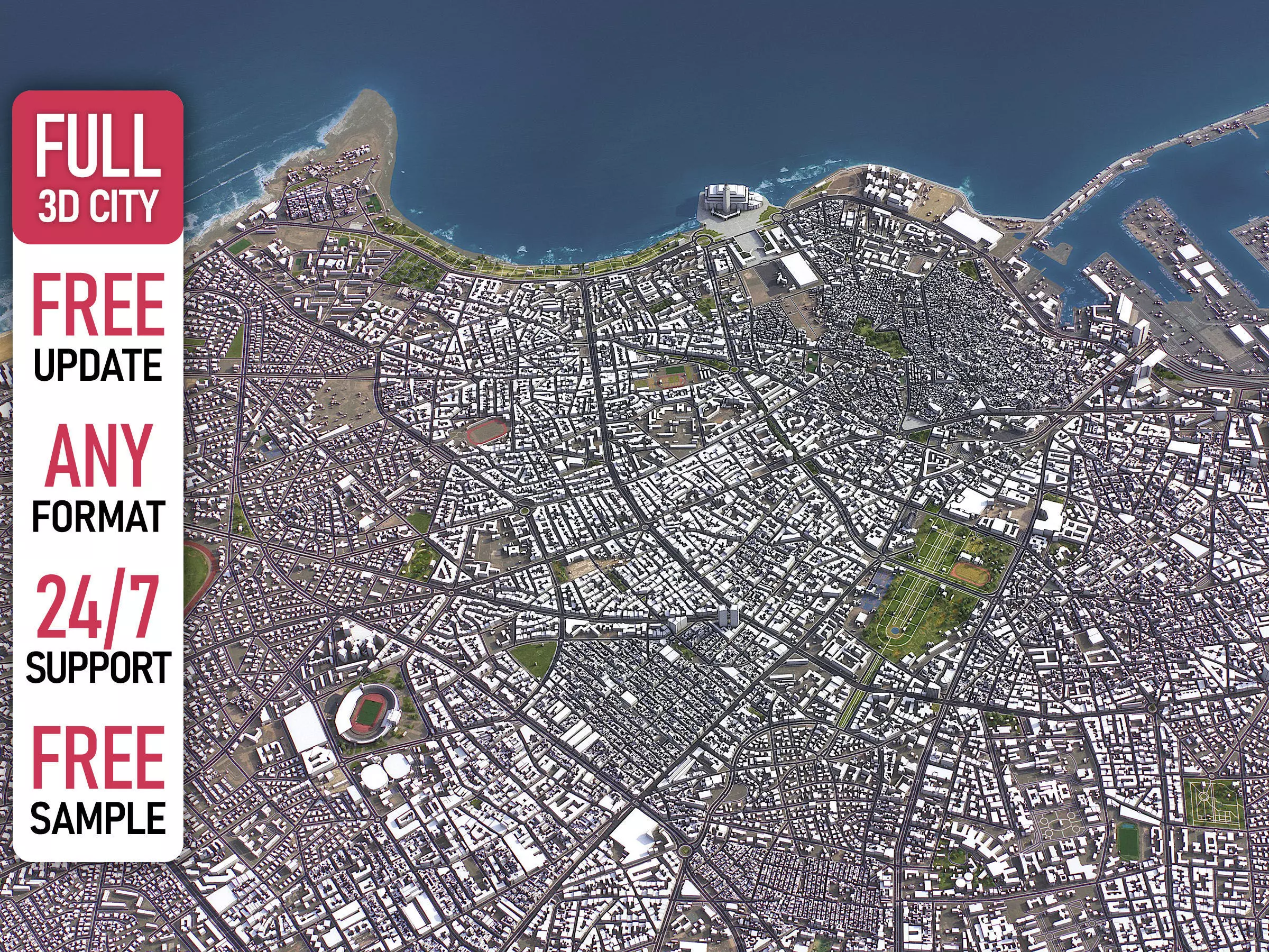 Casablanca - 3D City Model Low-poly 3D model_0
