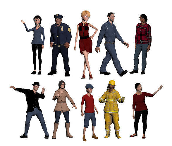 10 characters game ready and Rig Ready Free low-poly 3D model