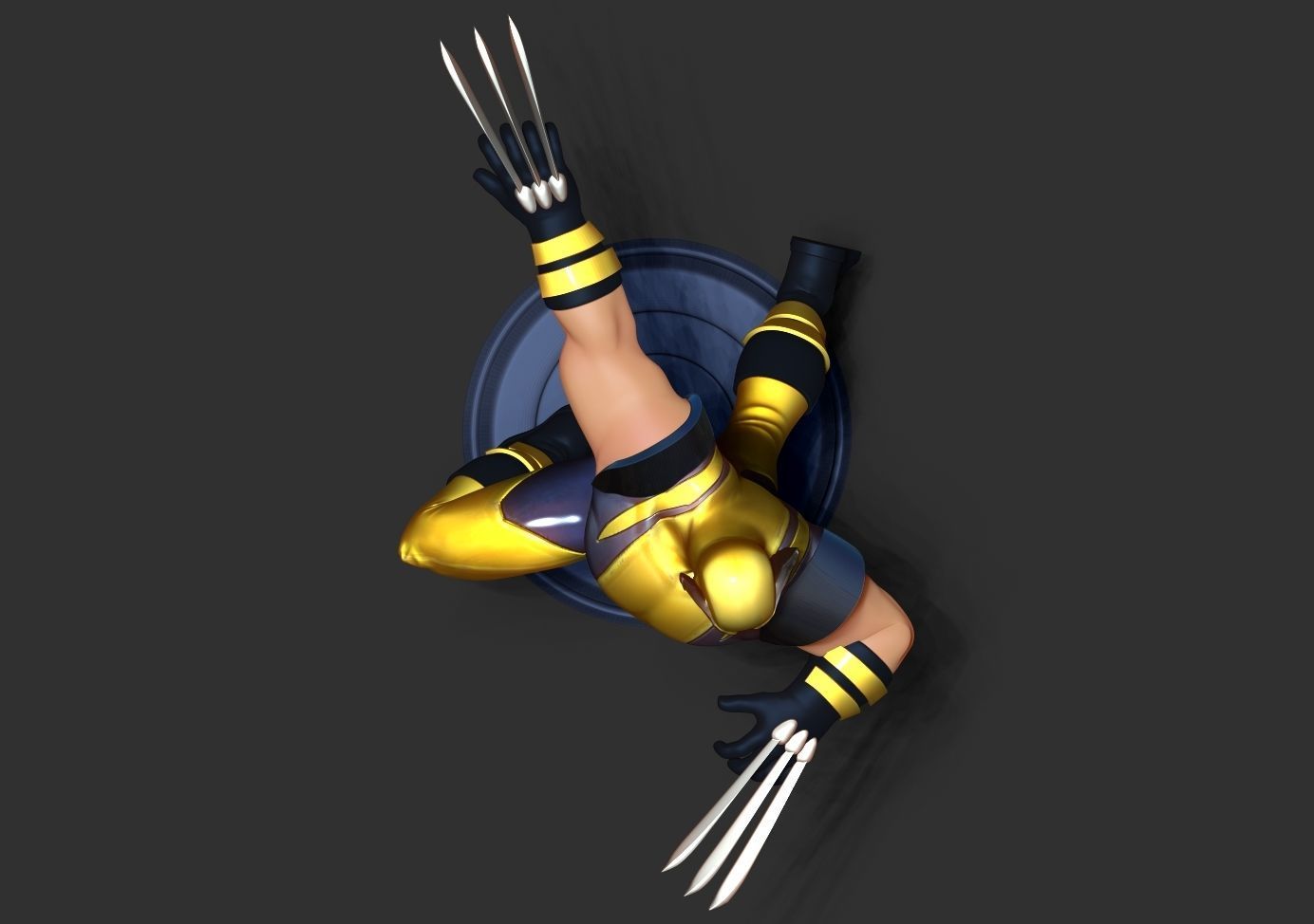 Wolverine jumping on platform 3D print model_15